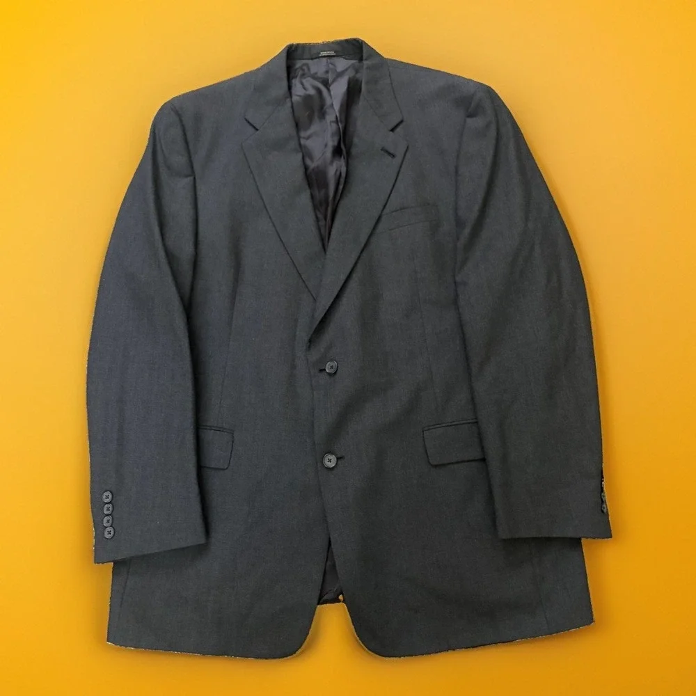 Hart Schaffner Marx Blazer Suit Jacket 46L HSM 100s Dark Gray Anthracite